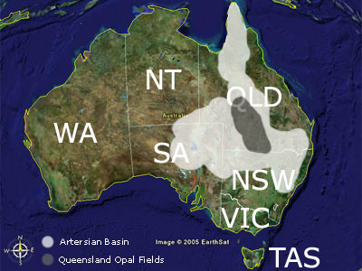 map of australia opal mining regions