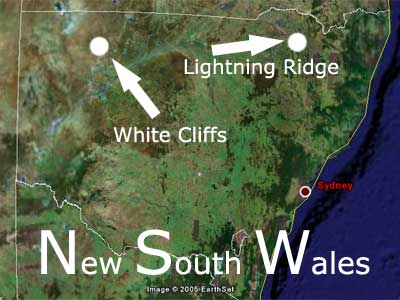 New South Wales Opal fields map